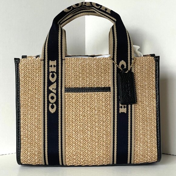 Coach Smith Tote 24 Small Leather Brown Straw Crossbody Bag CAL89 ORG PKG - Picture 8 of 11